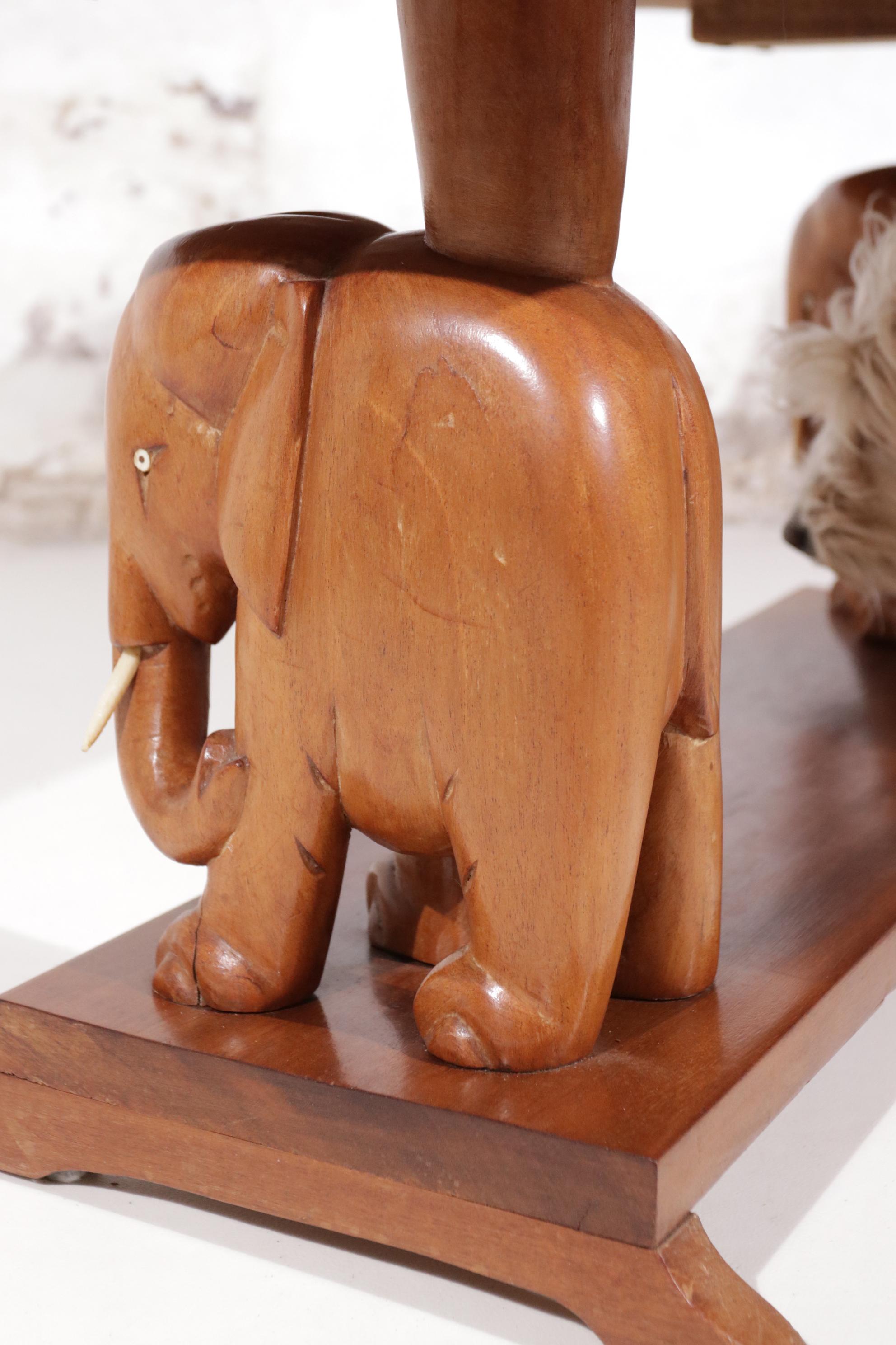 Coffee Table Side Table Mahogany Elephants Art Deco For Sale 4