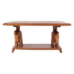 Coffee Table Side Table Mahogany Elephants Art Deco