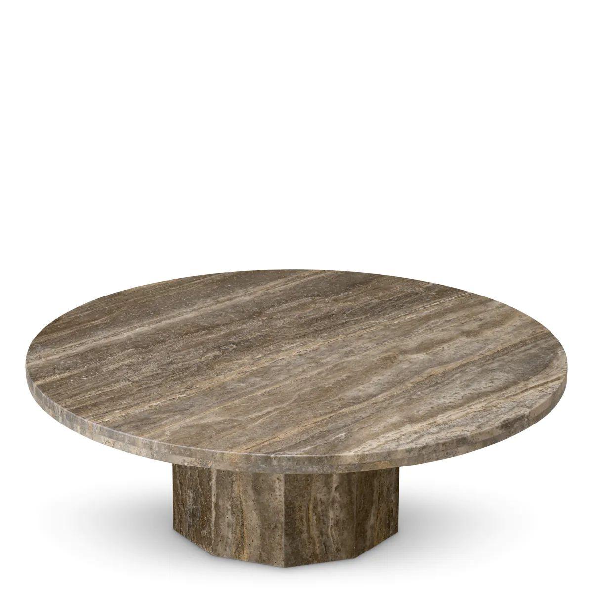 Français Coffee Table – Silver Travertine stone en vente