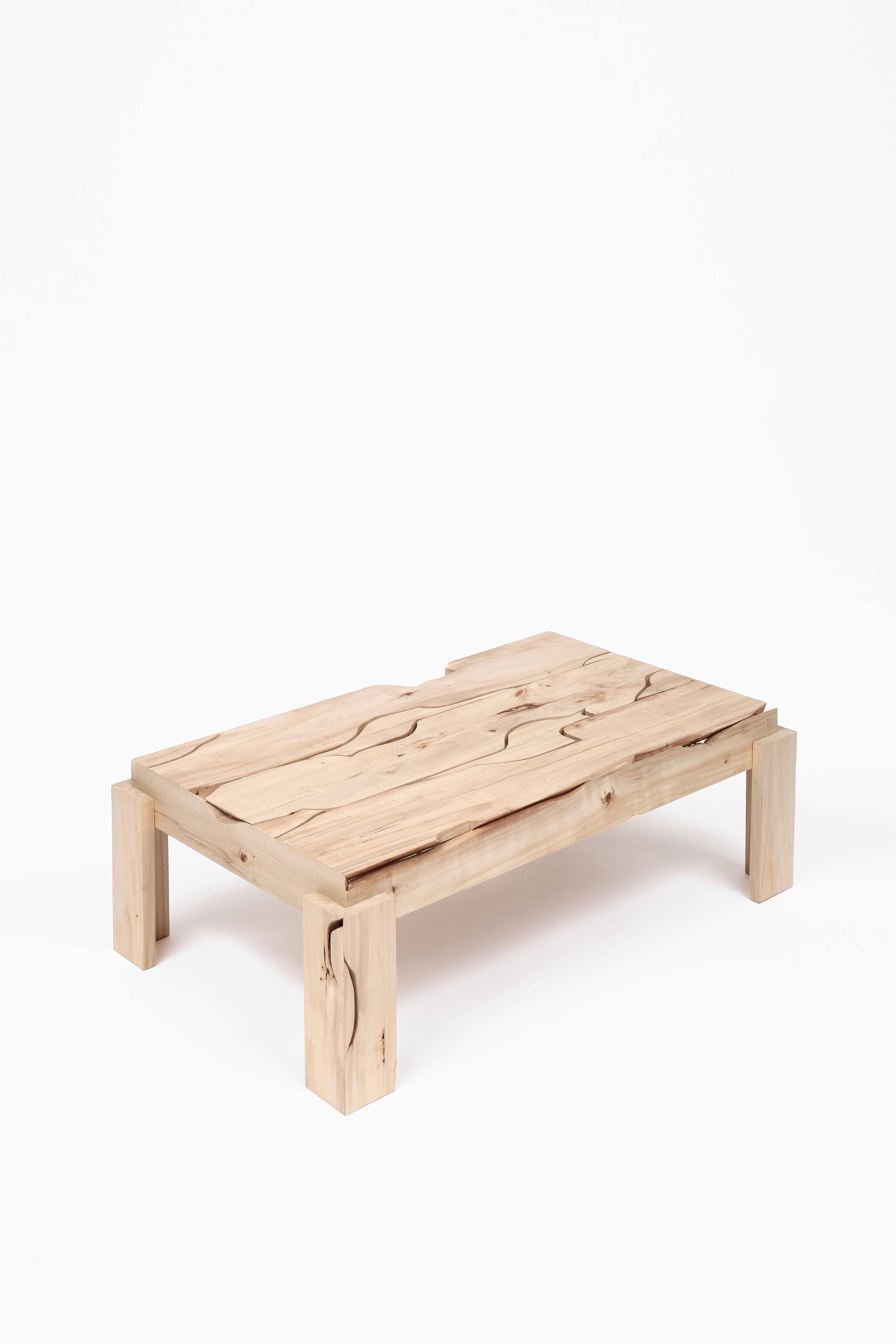Tavolino da caffè piccolo in legno realizzato artigianalmente con legno di pioppo riutilizzato da Vicent Orts In condizioni Nuovo in vendita a Barcelona, ES