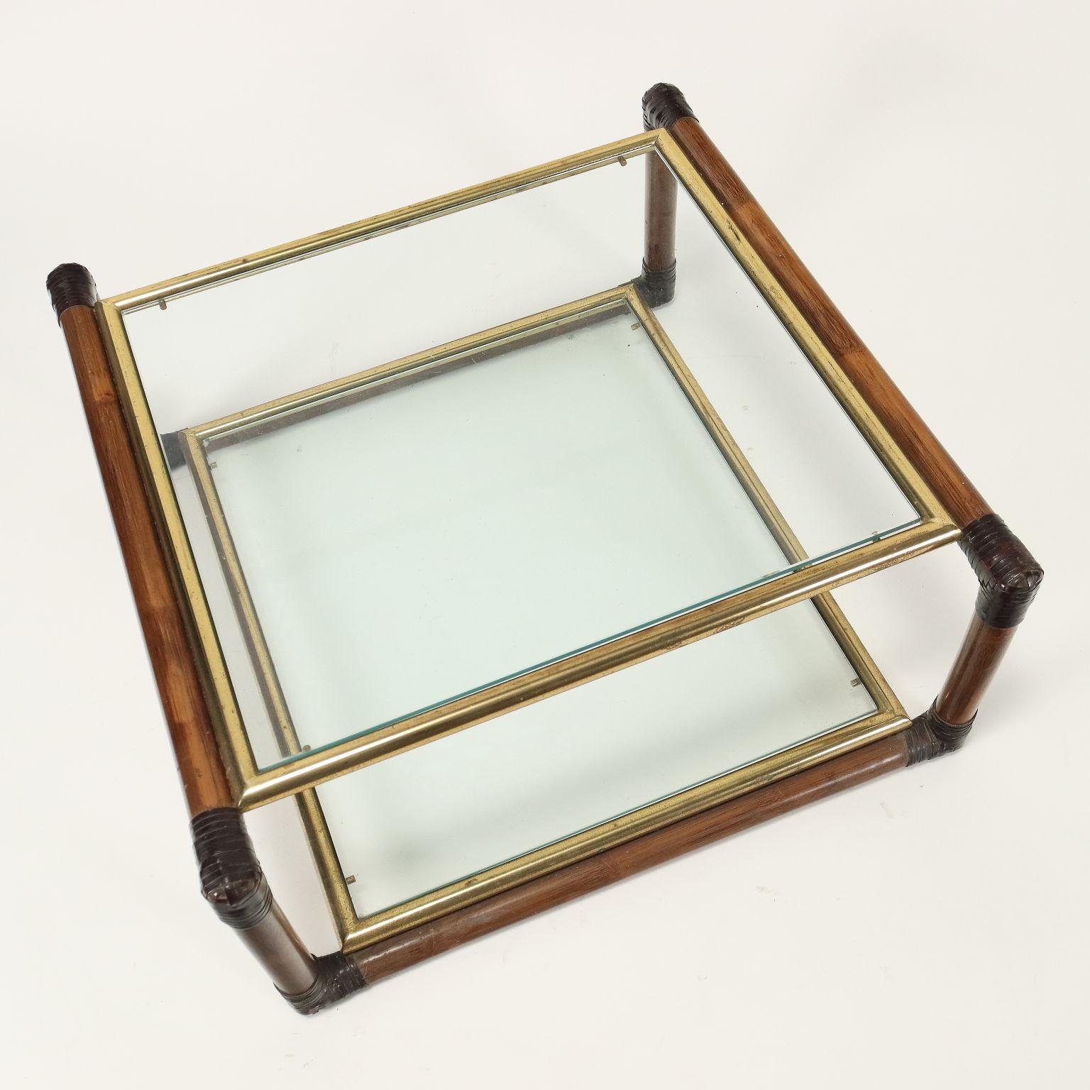 Brass Coffee Table Smania Studio Bamboo, Italy, 1980s