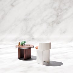 Contemporary Walnut and Marble Sandwich Coffee Table - Coffee Table SMORE