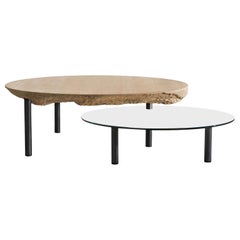 Coffee Table Solco in Oak Steel Mirror by Constance Guisset