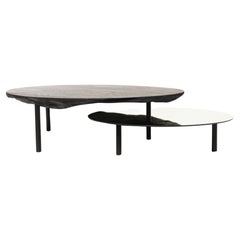 Coffee Table Solco in Oak Steel Mirror by Constance Guisset tinted in black