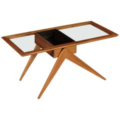 Coffee Table Solid Beech Wood Glass, Argentina, 1950s