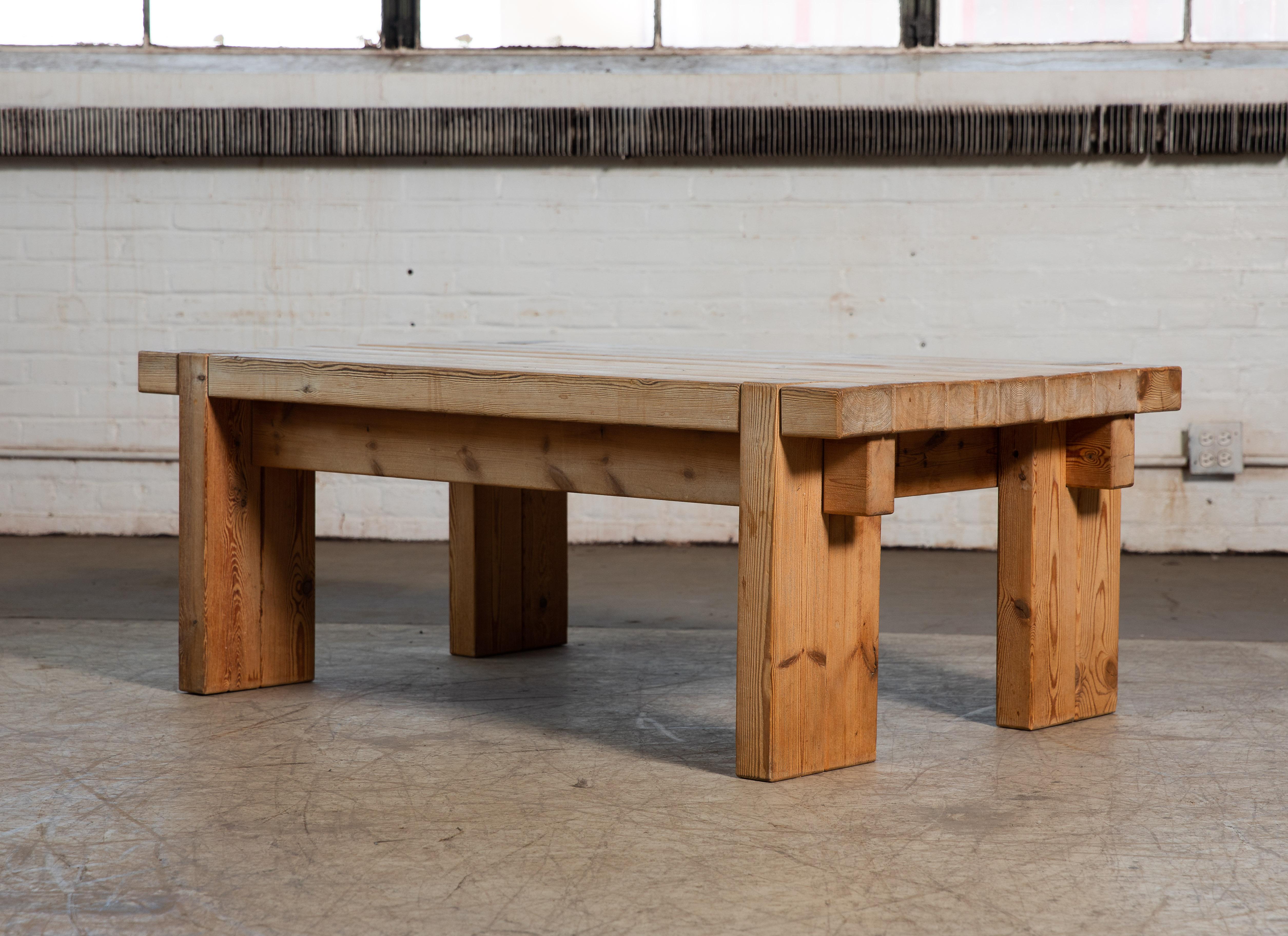 Large Coffee Table Solid Pomeranian Pine Attributed to Jens Lyngsoe, Denmark 2