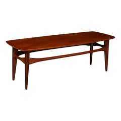 Coffee Table Solid Wood Teak Veneer, Italy, 1960s