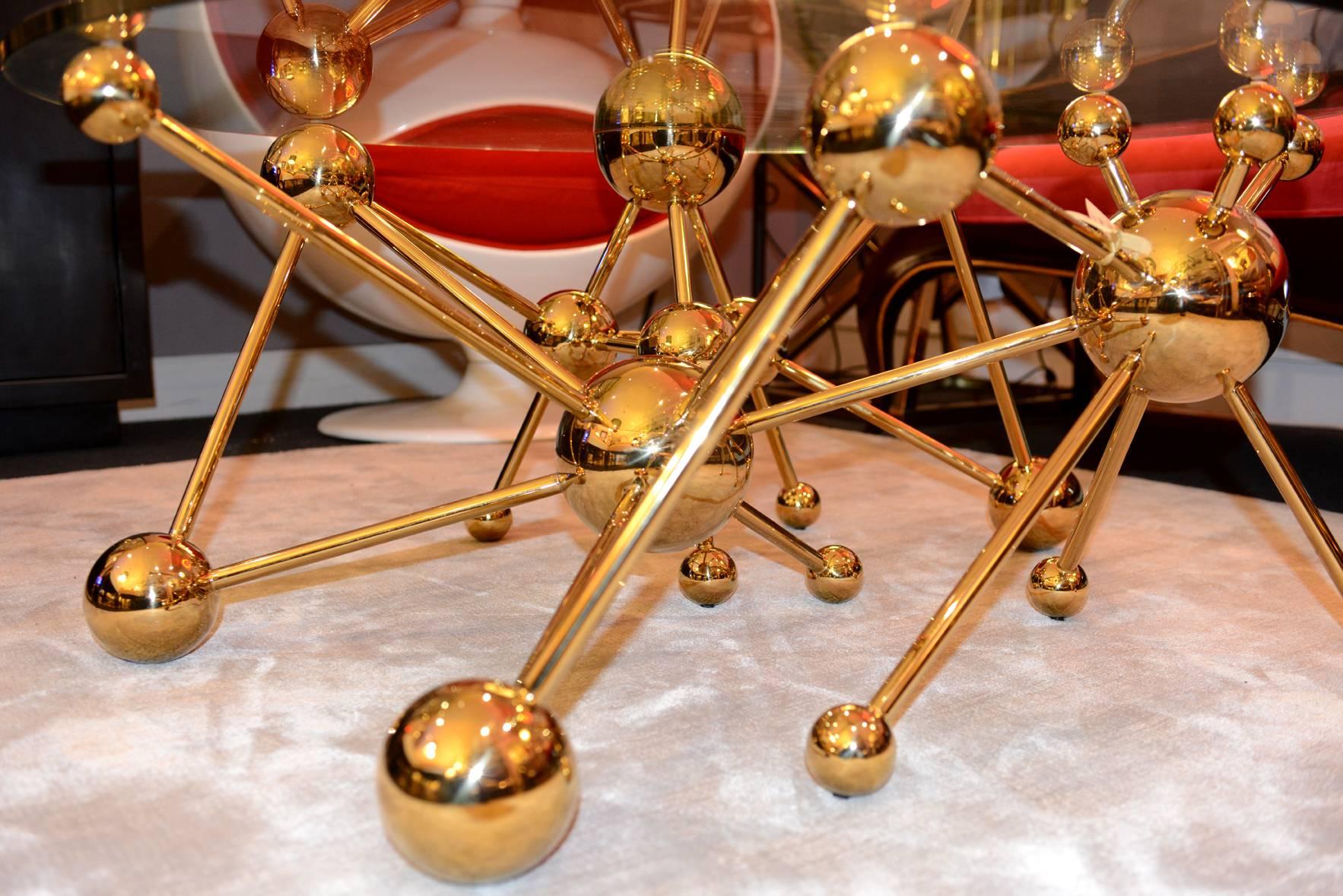 Indian Coffee Table Sputnik in Gold Finish