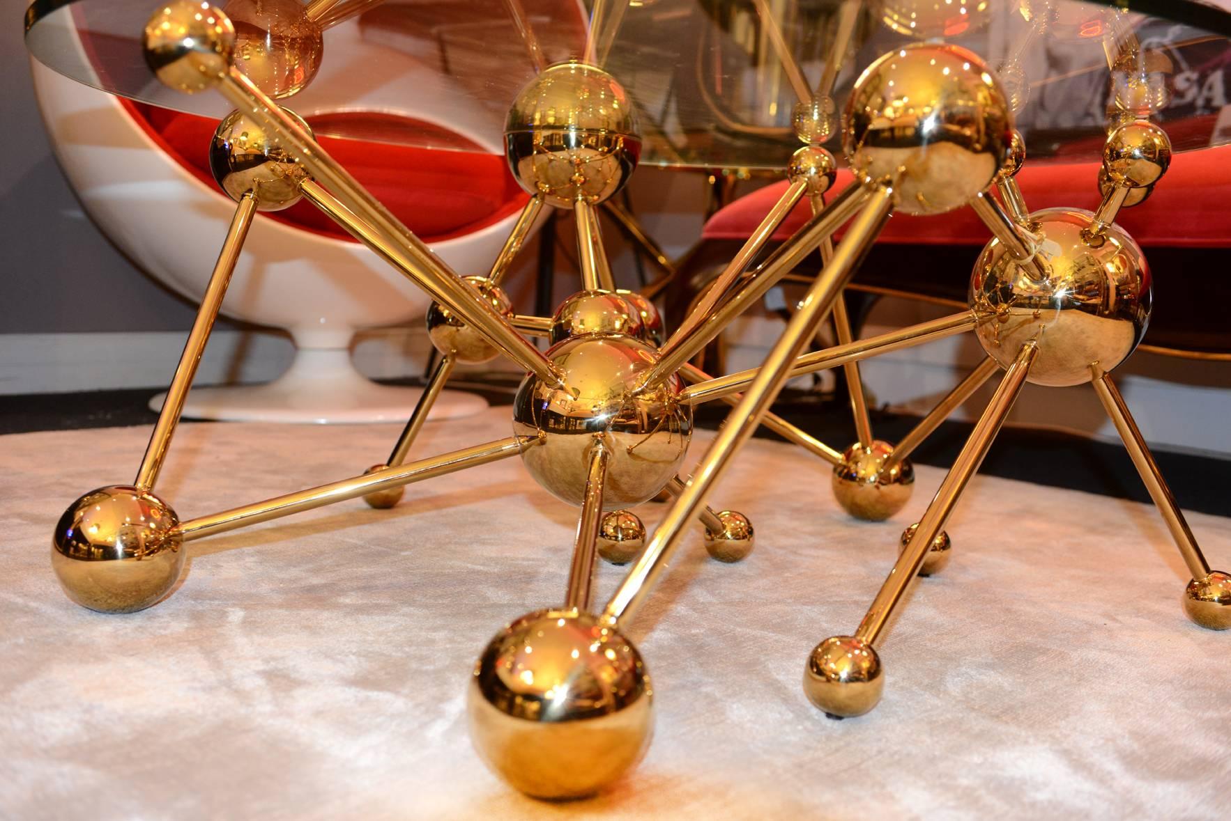 Hand-Crafted Coffee Table Sputnik in Gold Finish