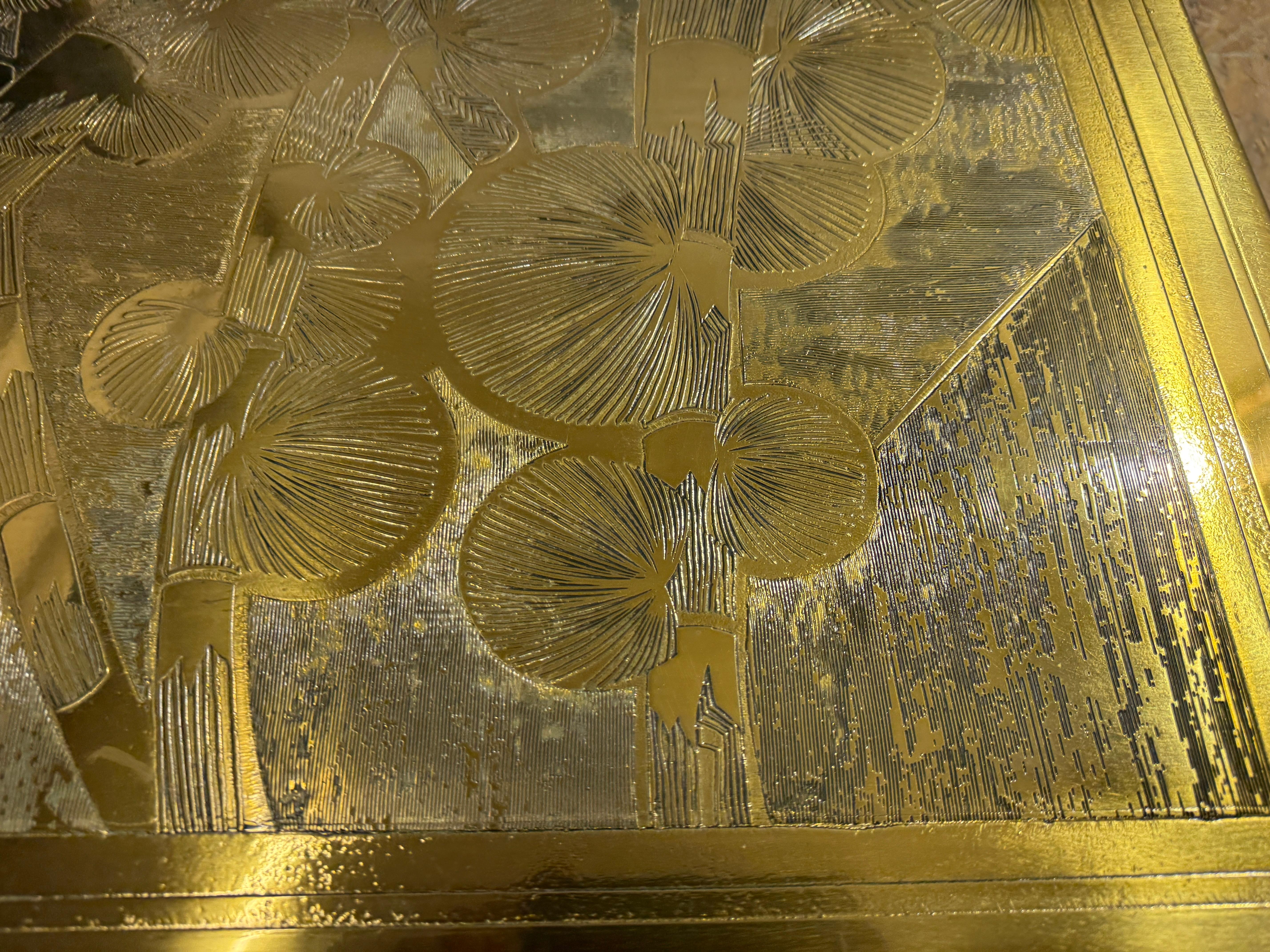 Tavolino da caffè quadrato in ottone acidato di Armand Jonckers, circa 1970 In condizioni ottime in vendita a Brussels, BE
