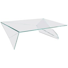 Quadratischer Origami-Couchtisch oder Center-Tisch aus geometrischem Glas und Kristall mit Sammlerdesign