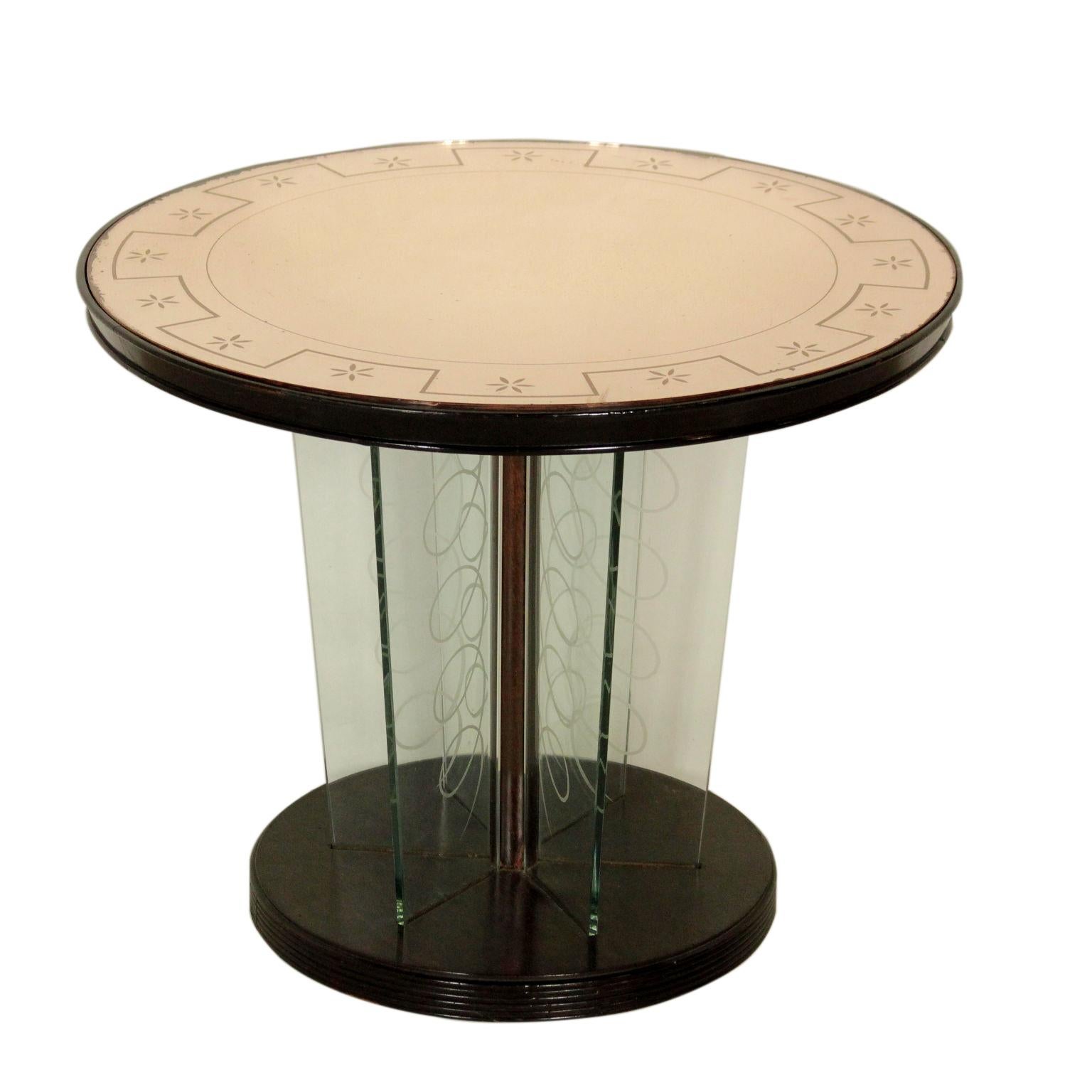 Coffee Table Stained Ebony Glass Vintage, Italy, 1940s