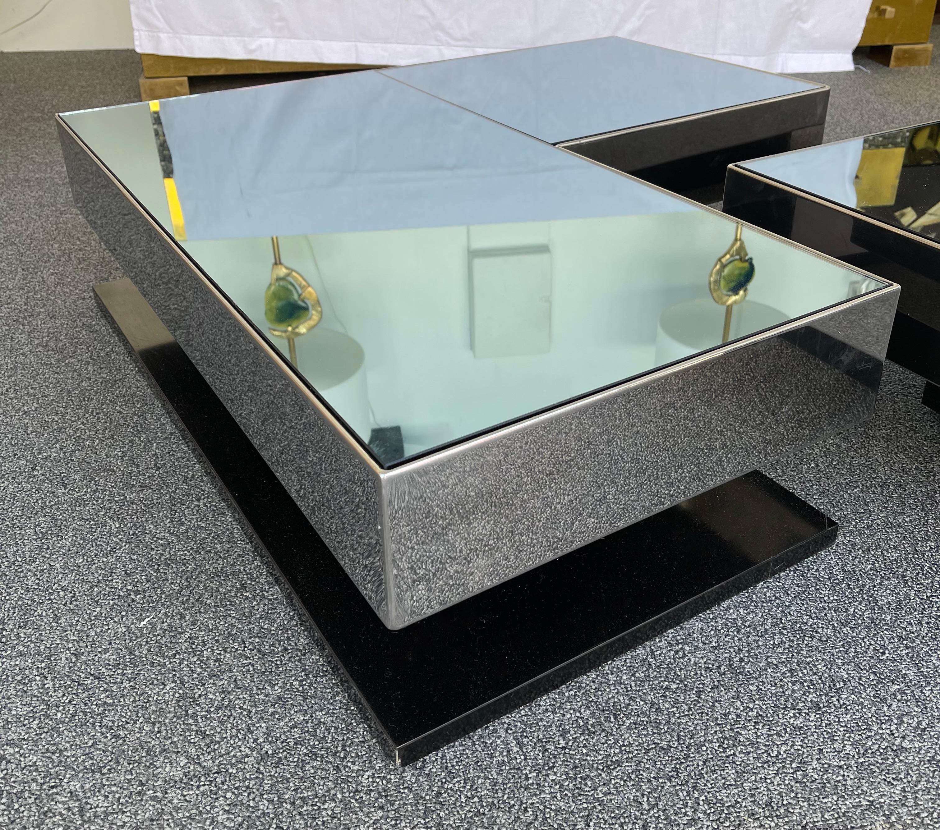 Coffee Table Stainless Steel Mirror by Ausenda for NY Form, Italy, 1970 In Good Condition In SAINT-OUEN, FR
