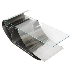 Contemporary Sculptural Coffee Table in Steel and Glass – “Re-Built” by Todomuta