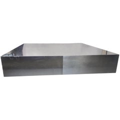 Coffee Table, Steel Top and Black Wood Base, 1970, Italy