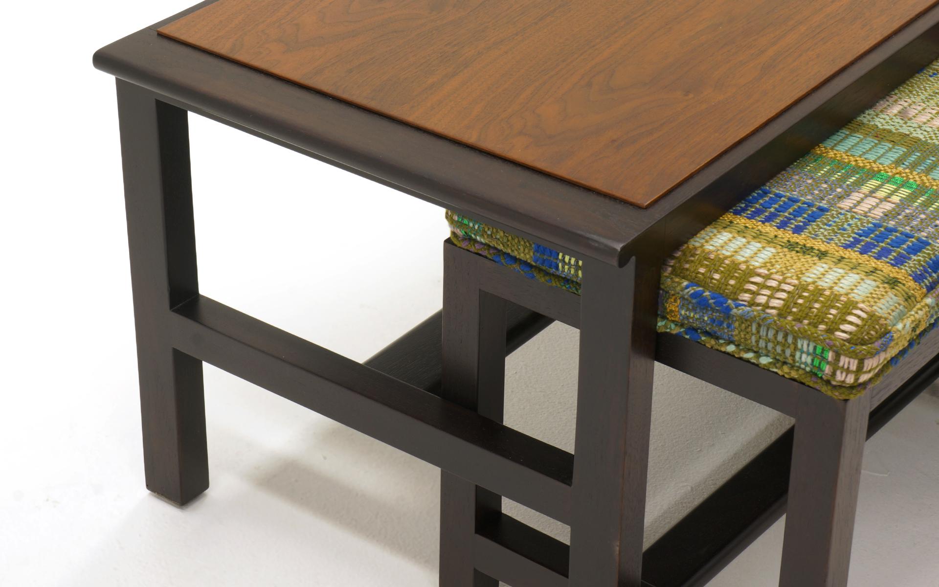 American Coffee Table & Stools.  Rosewood, Mahogany, & Brass by Edward Wormley for Dunbar