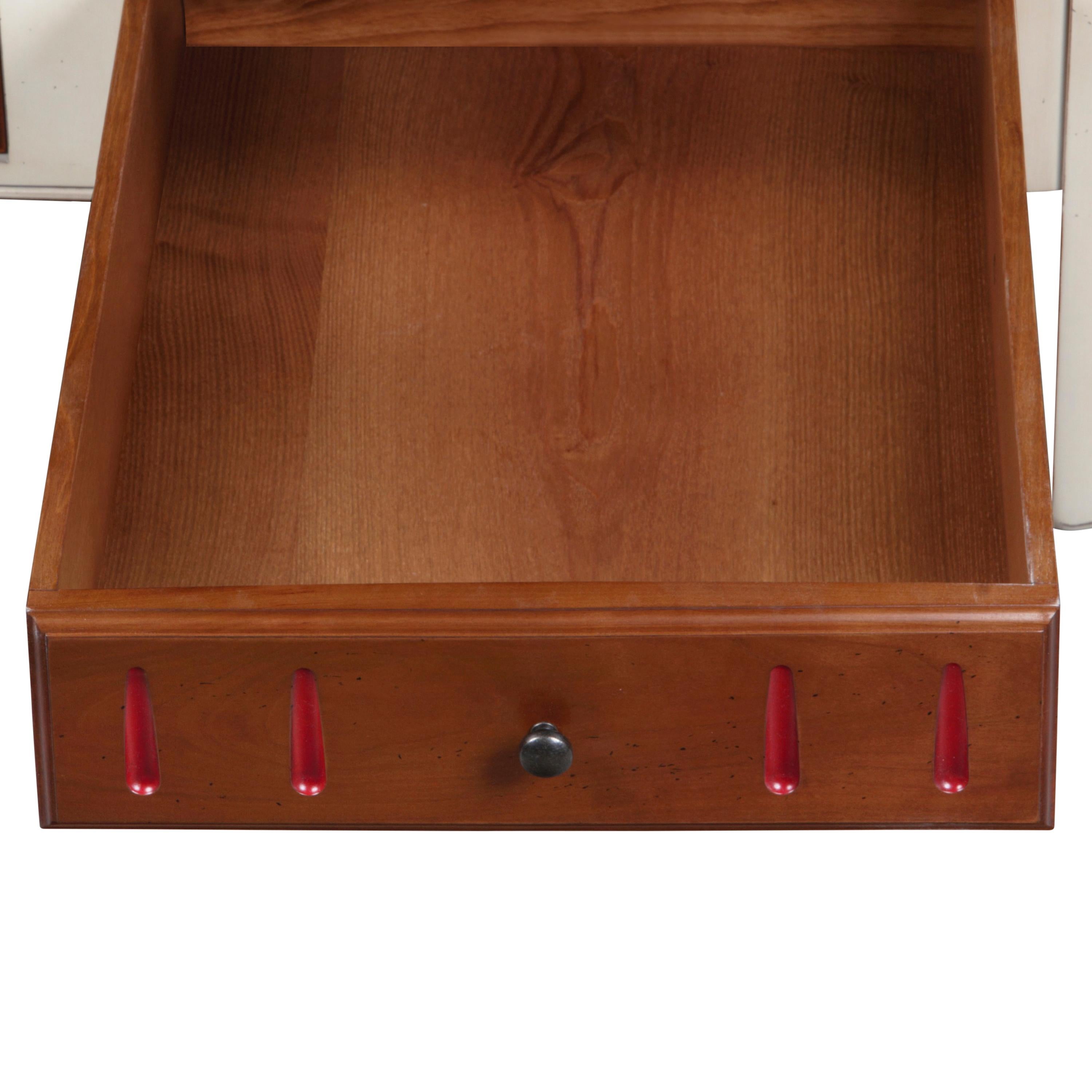Contemporary Coffee Table Tradition in Cherry Wood with 2 Drawers, 100% Made in France For Sale