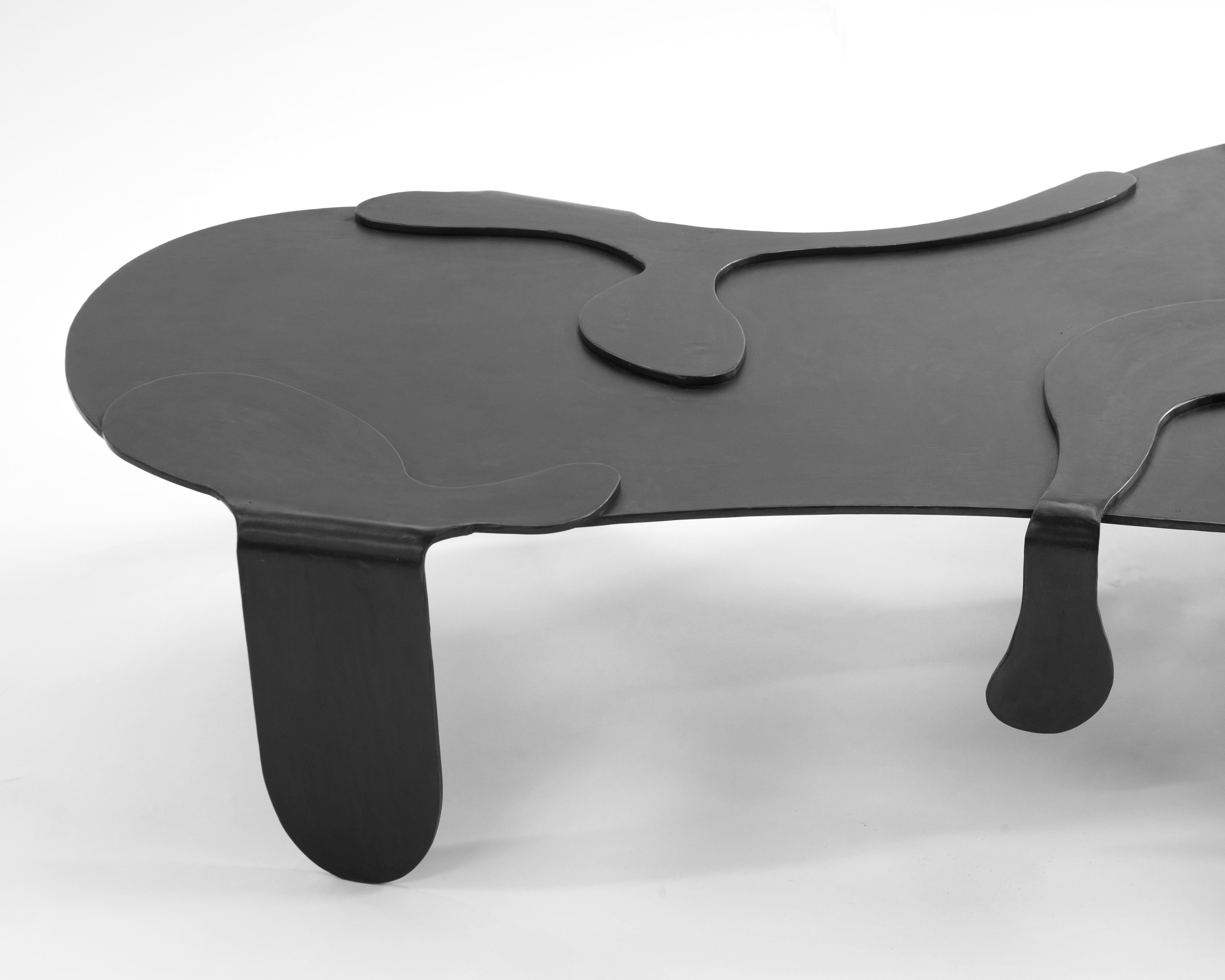 Coffee Table Unique Organic Black Modern/Contemporary Waxed Steel  For Sale 2