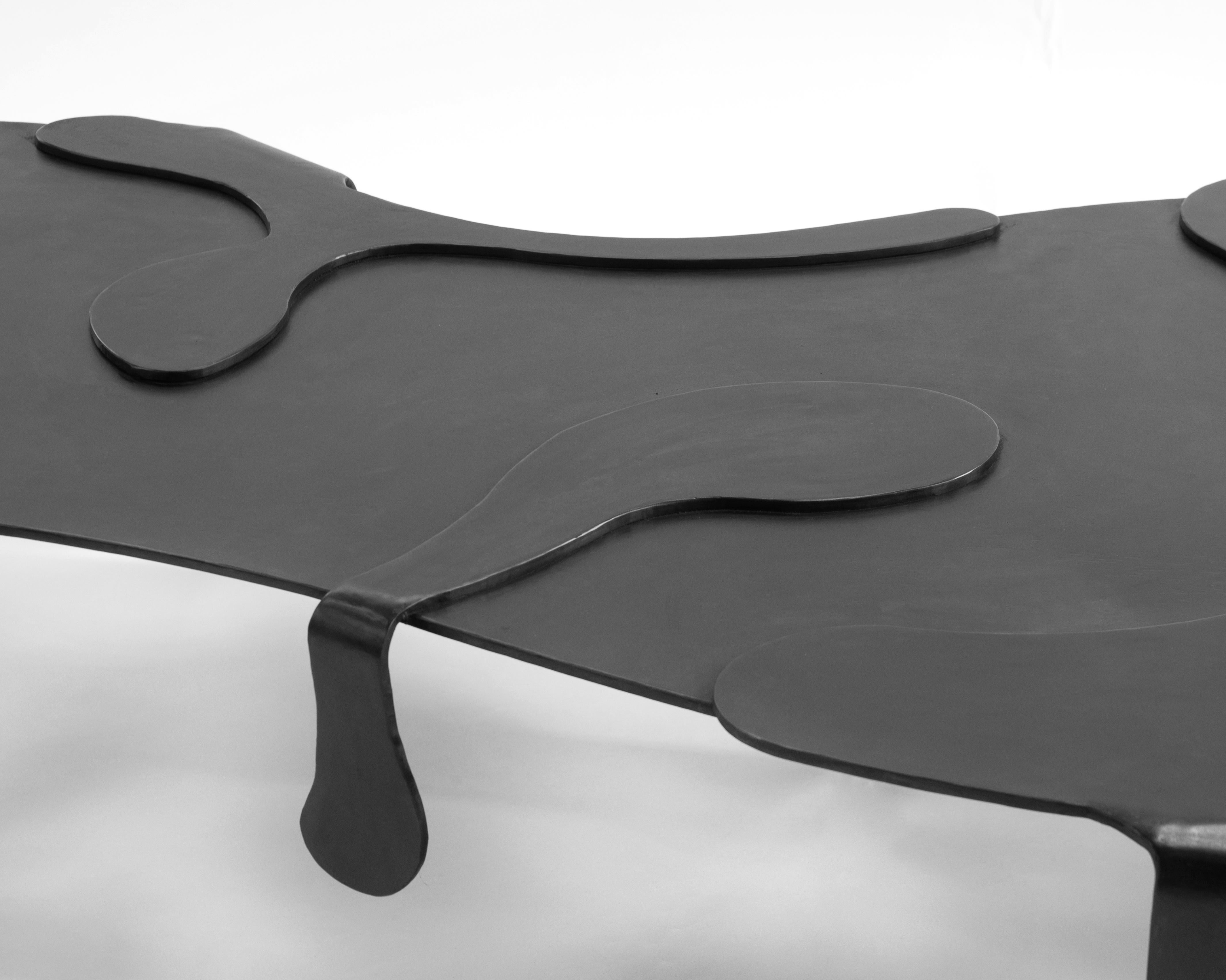 Coffee Table Unique Organic Black Modern/Contemporary Waxed Steel  In New Condition For Sale In Bronx, NY