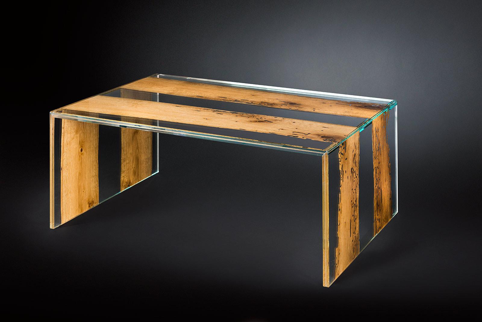 Hand-Crafted Coffee Table Venezia, in Glass and Venetian Briccola, Italy For Sale