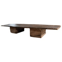 Coffee Table with 17th Century Chestnut Top on Old Oak Beams