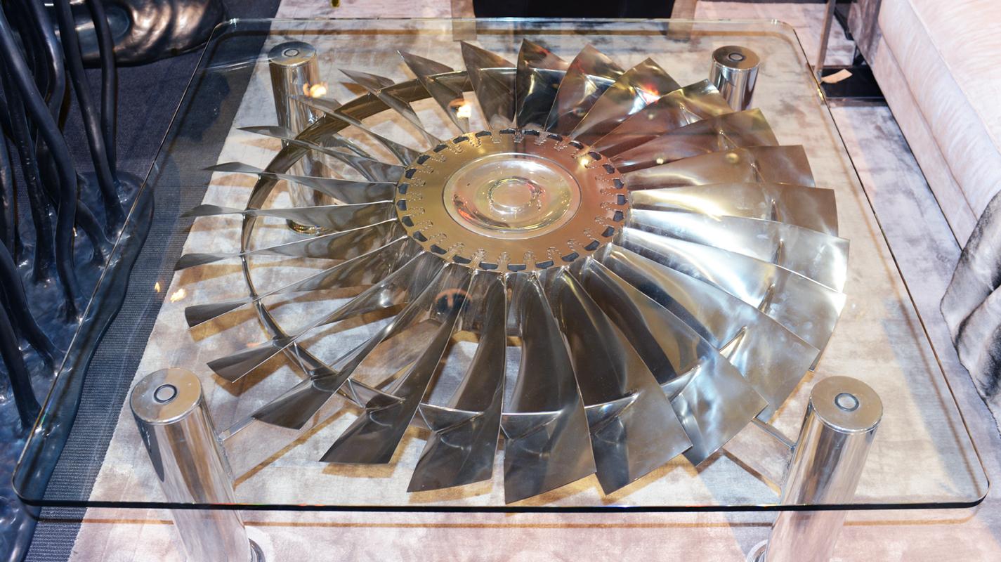 Coffee table turbine from Rolls Royce Pegasus 105.
    