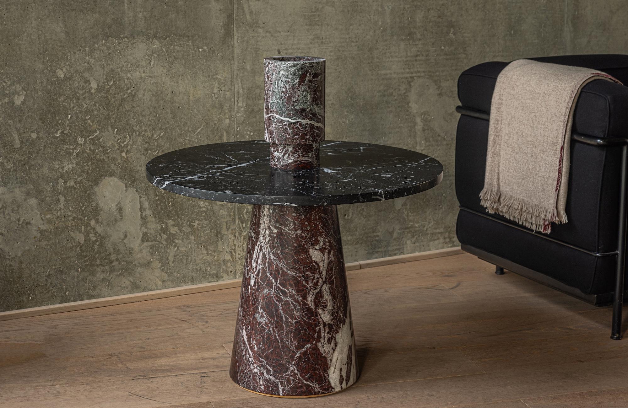 New Modern Side Table with Accessories in Marble, Karen Chekerdjian Stock For Sale 12