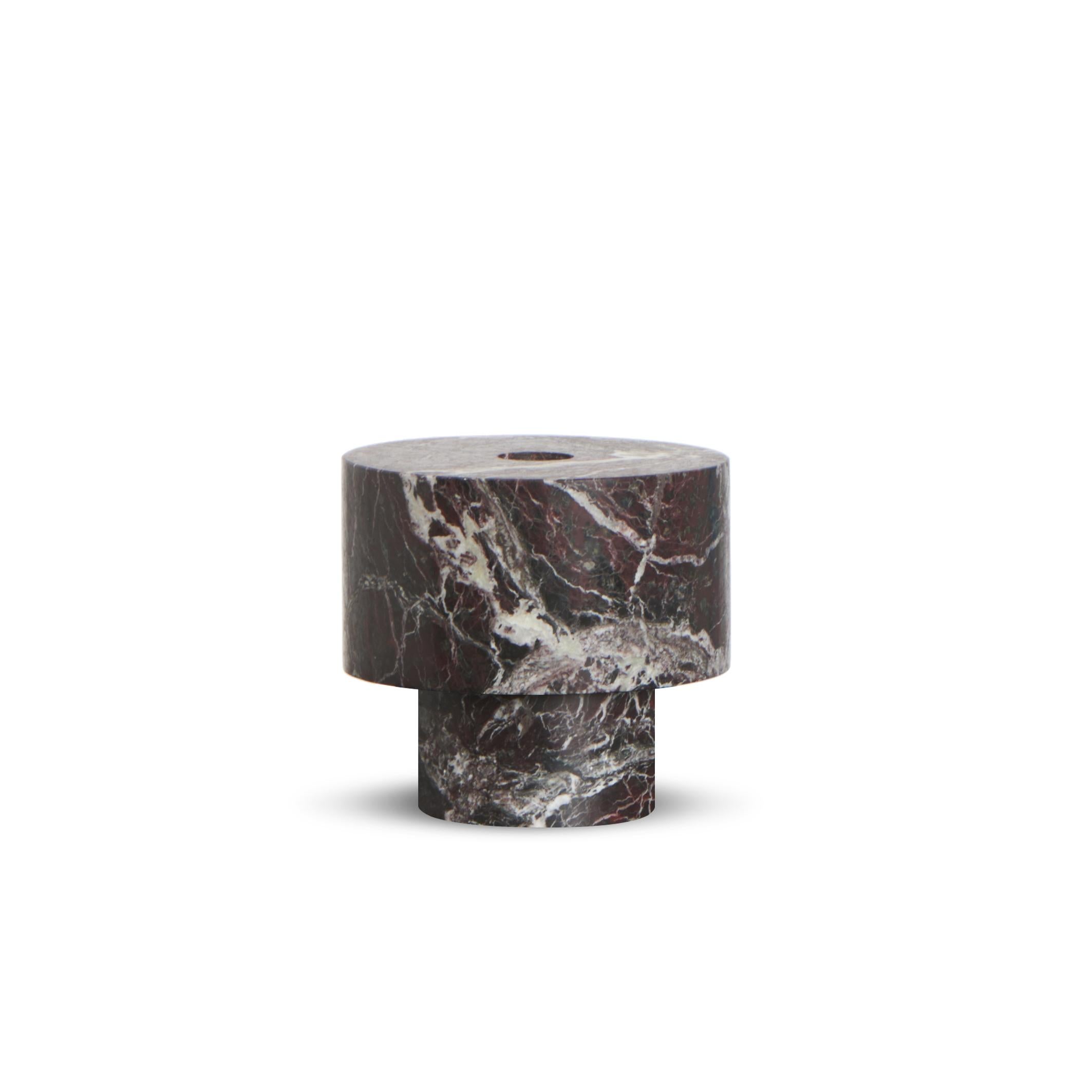 New Modern Side Table with Accessories in Marble, creator Karen Chekerdjian For Sale 4