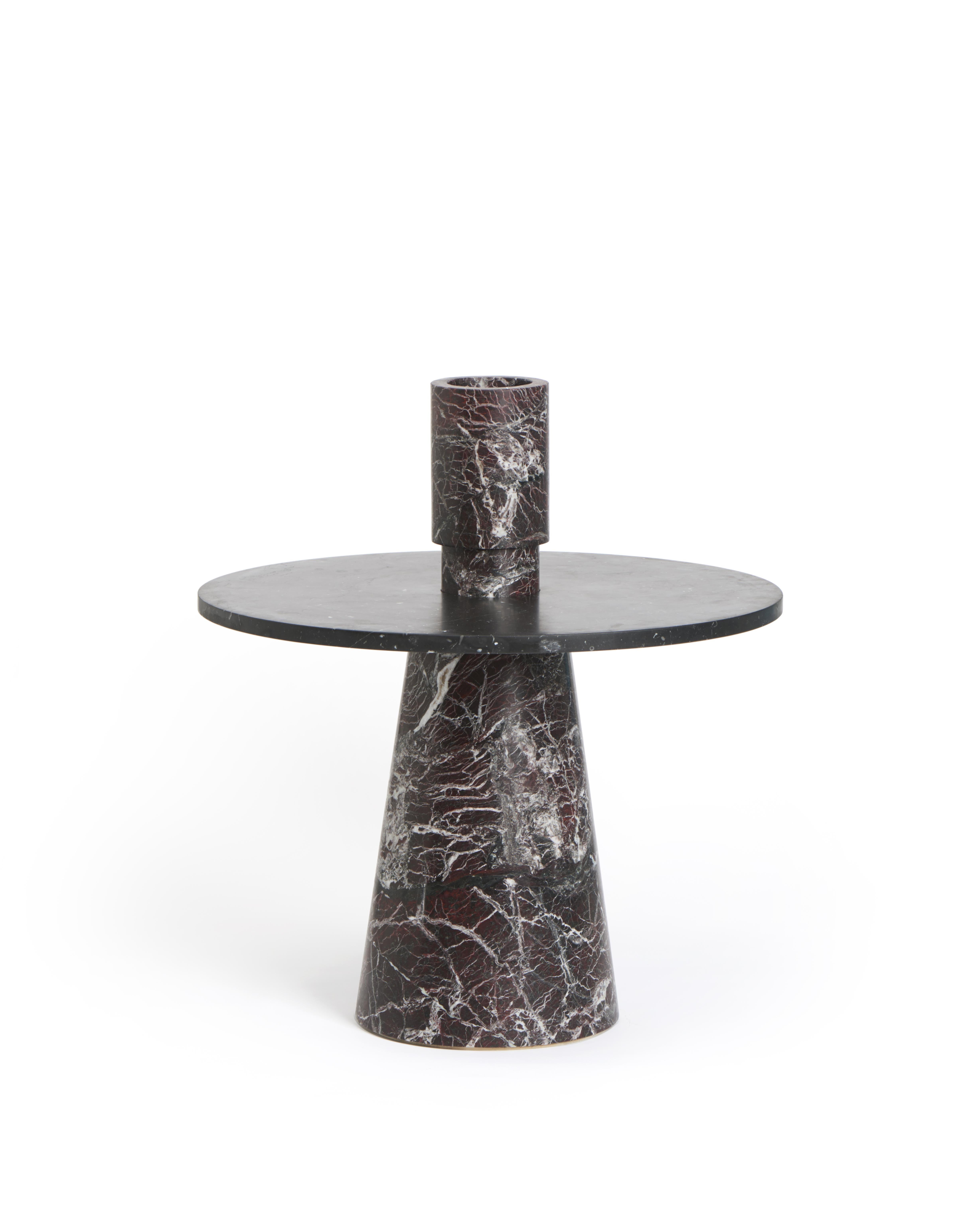 Contemporary New Modern Side Table with Accessories in Marble, creator Karen Chekerdjian For Sale