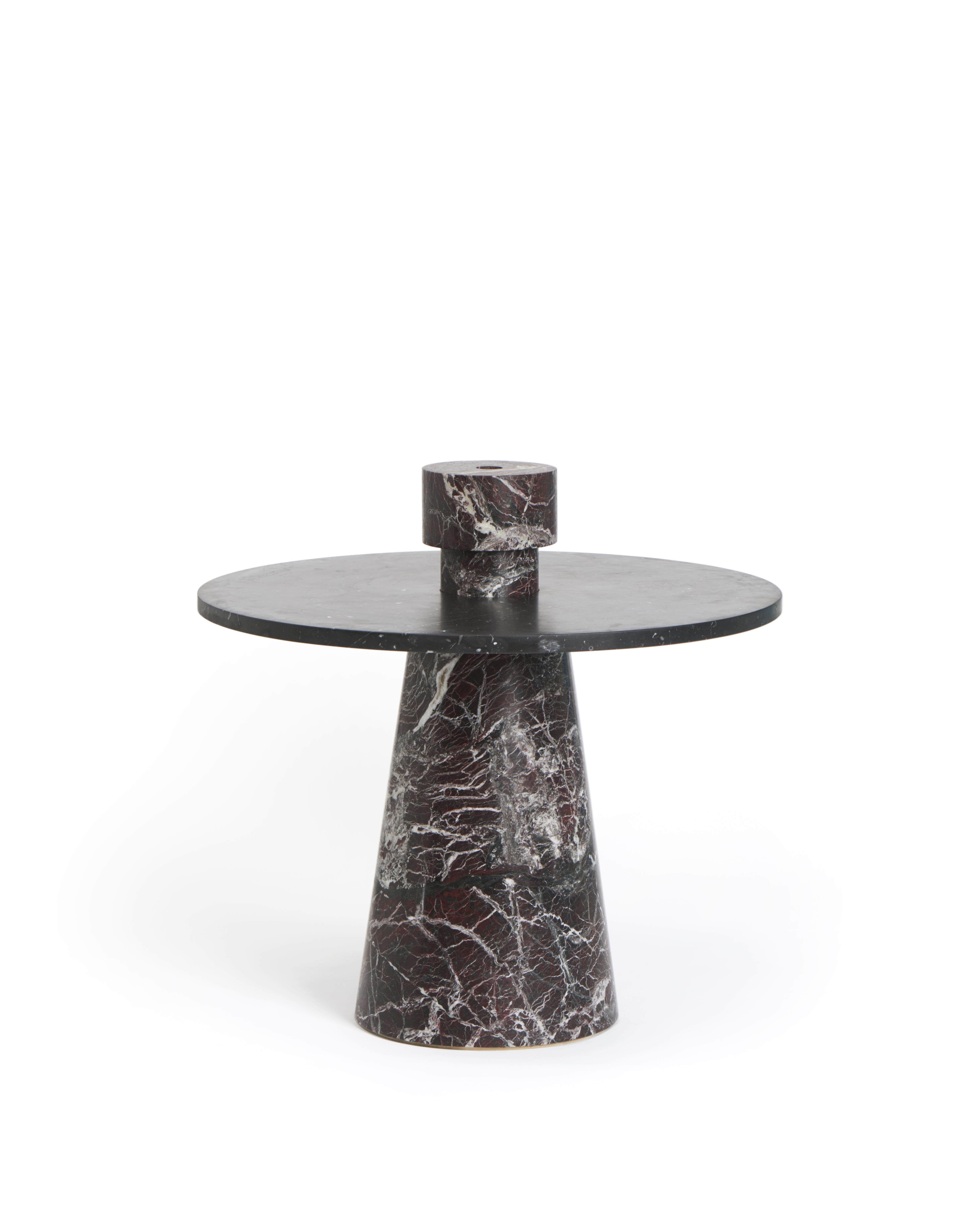 New Modern Side Table with Accessories in Marble, creator Karen Chekerdjian For Sale 1