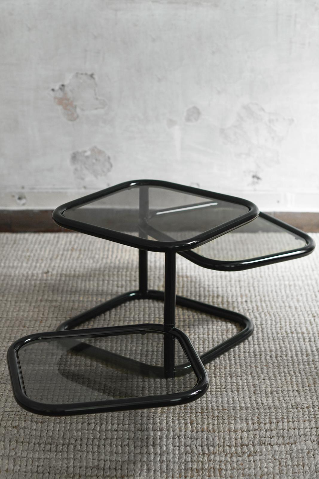 Metal Coffee table with adjustable tops, in the style of Milo Baughman, 1970s For Sale