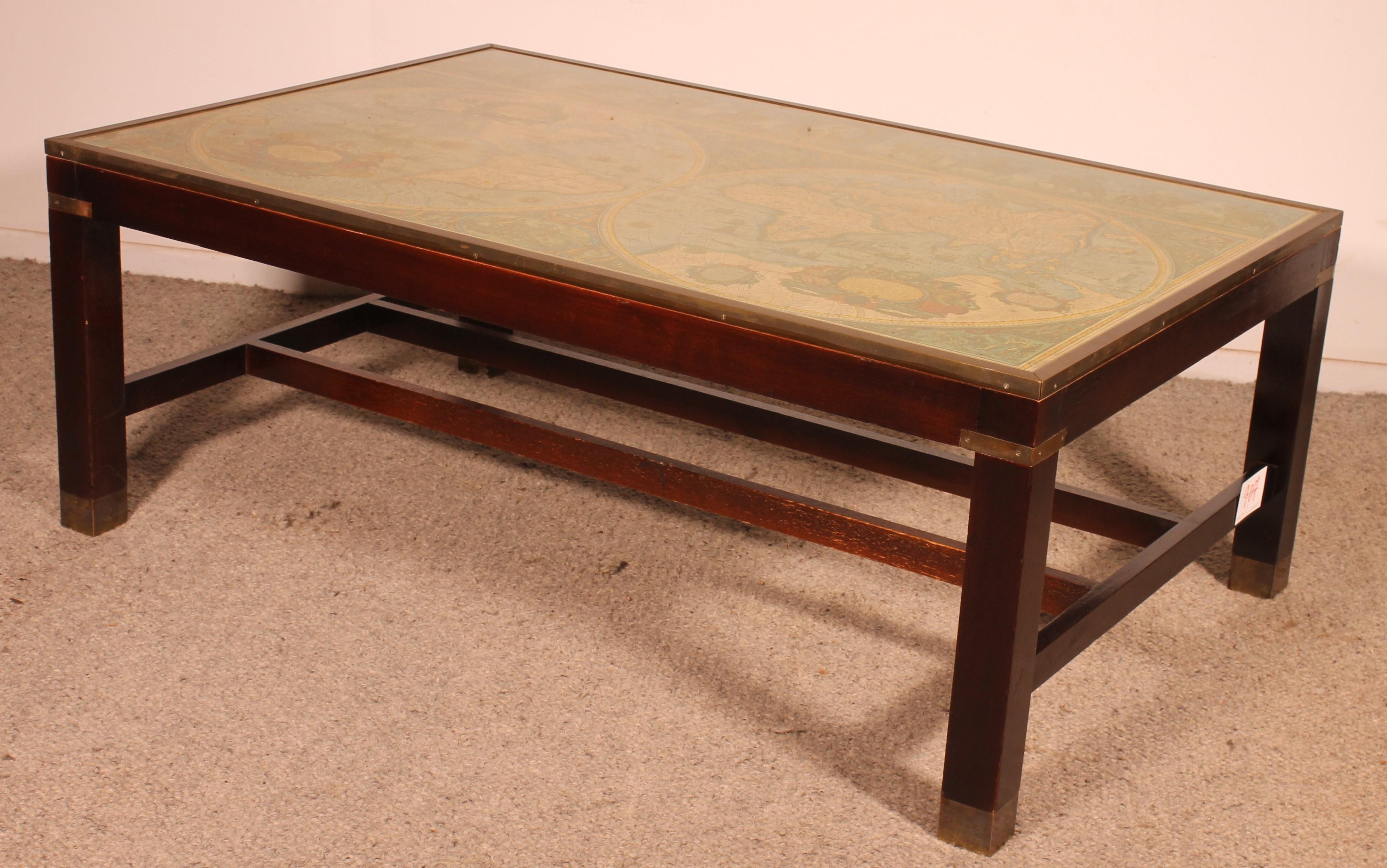 Coffee Table With Antique World Map 4