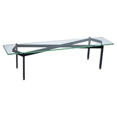 Mesa de centro con estructura de hierro negro, Italia Años 60