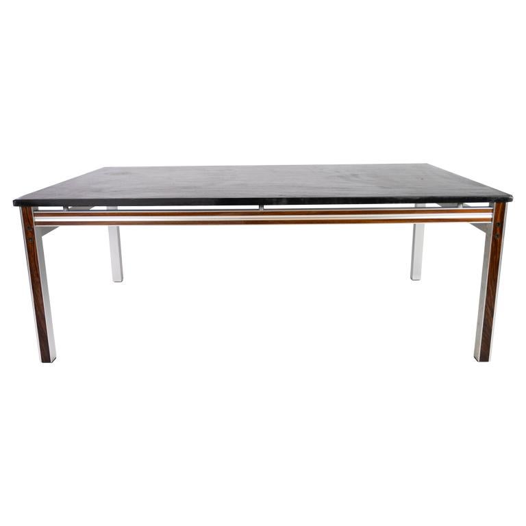 Coffee Table with Black Slate Plate and Frame in Rosewood, of Danish Design