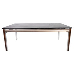 Retro Coffee Table With Black Slate Plate & Frame In Rosewood From 1970s