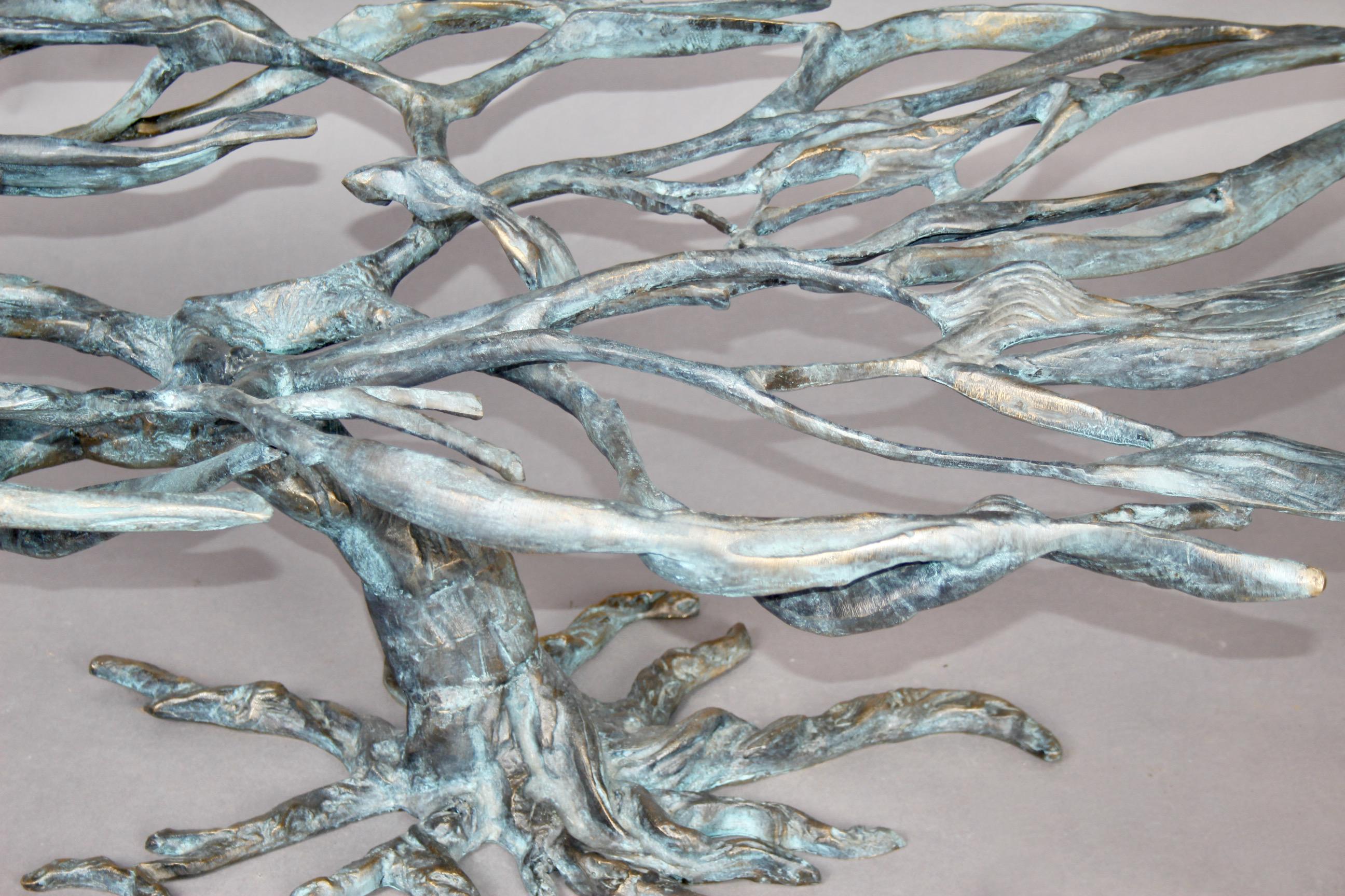 tavolino da caffè con base in ottone a forma di tronco d'albero In condizioni discrete in vendita a grand Lancy, CH