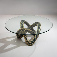 Coffee Table with Bronze Base, Late 20th Century