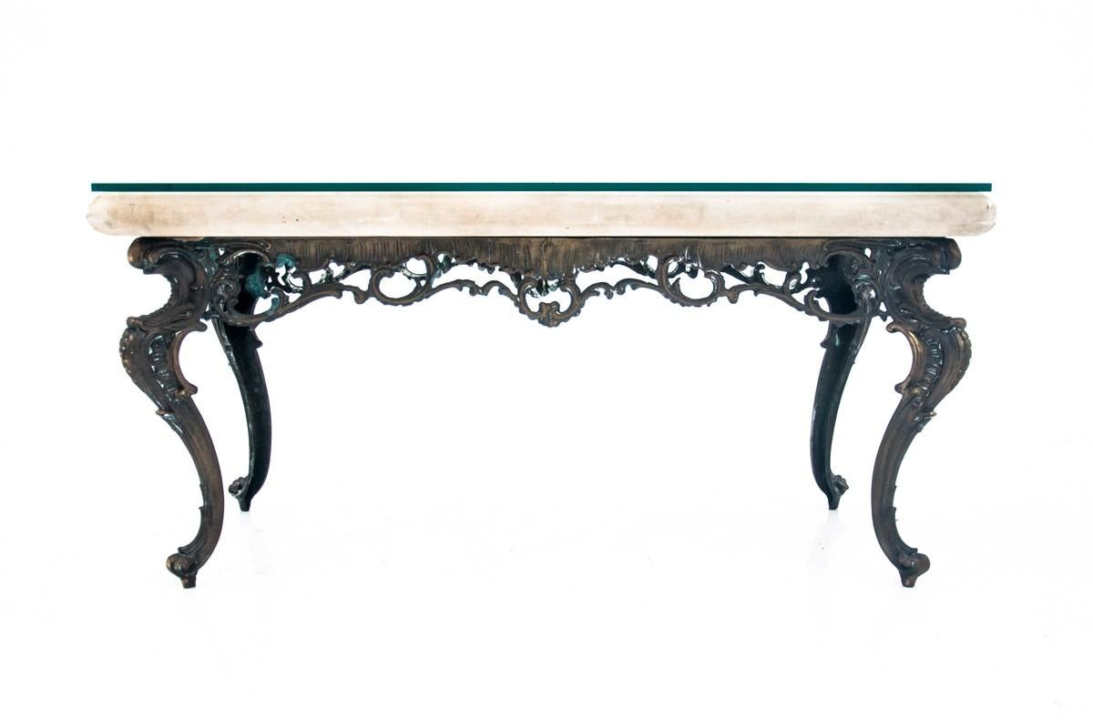 Coffee Table with Carved Stone Top, Italy, 1950s For Sale 2