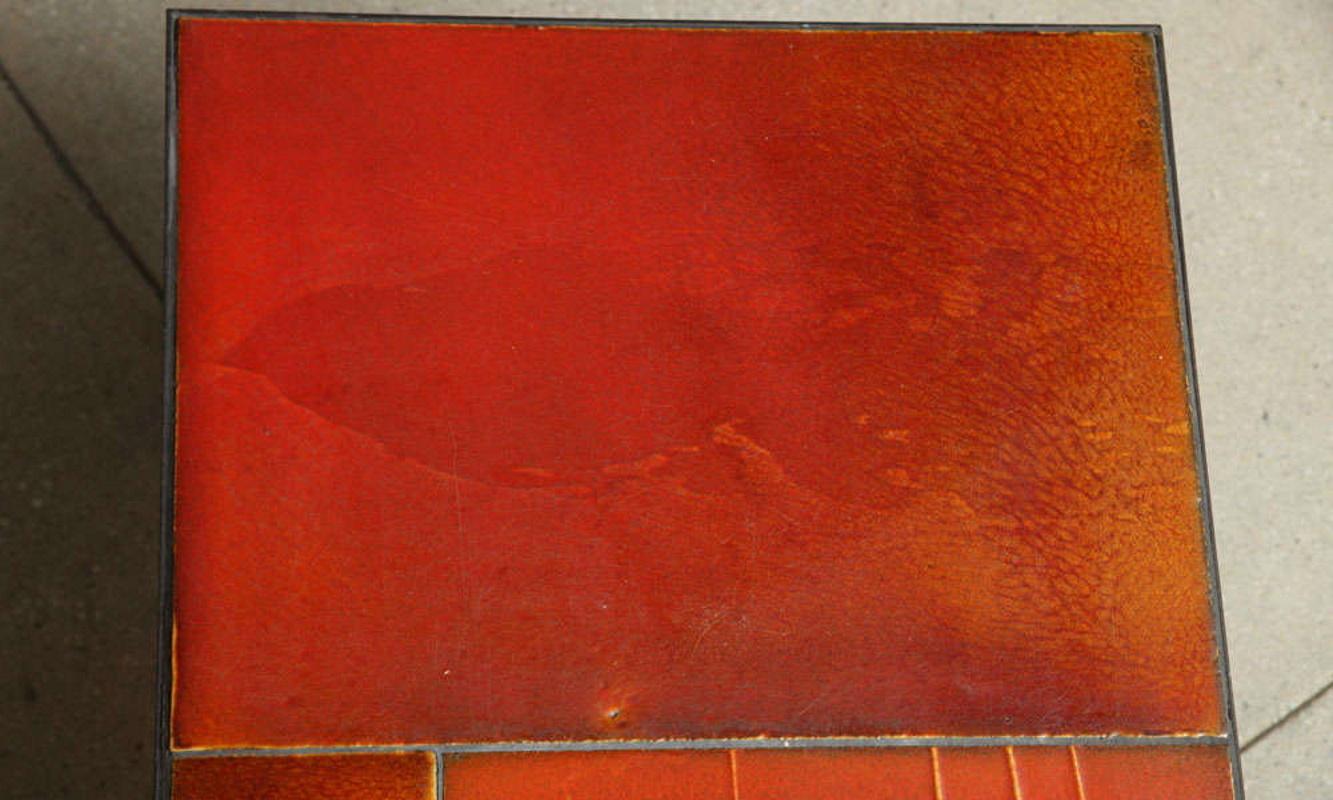 Coffee Table with Ceramic Lava Tiles by Roger Capron In Good Condition In Stratford, CT