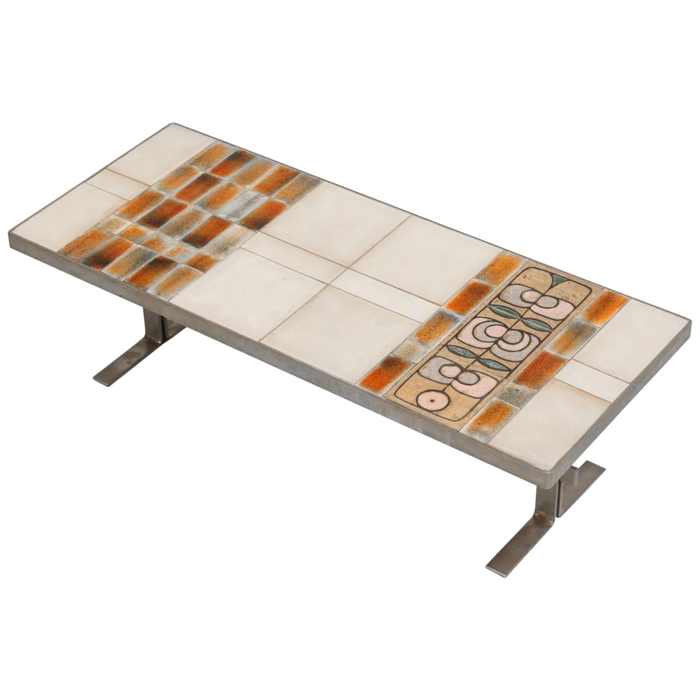 Coffee Table with Ceramic Tabletop, 1960s For Sale