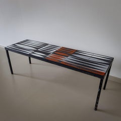 Table basse avec carreaux en céramique de Roger Capron (1922-2006), France, années 1960