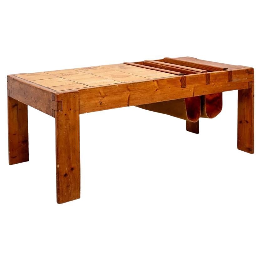 Mesa de centro con azulejos de cerámica de Roger Capron, Francia, años 70 en venta