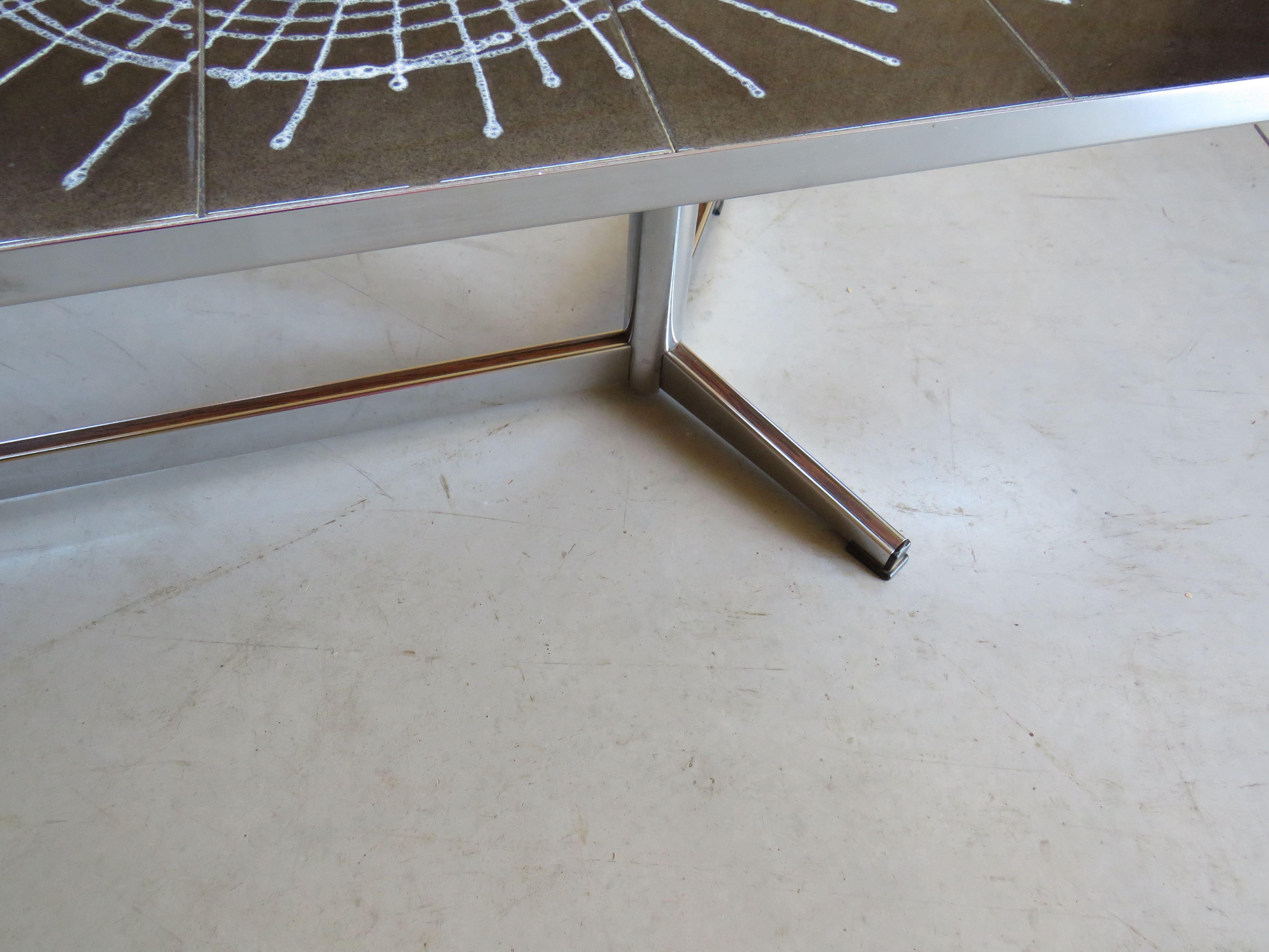 Coffee Table with Ceramic Tiles in the Style of Juliette Belarti, Belgium 1960s 3