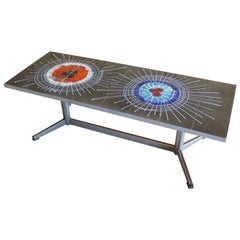 Coffee Table with Ceramic Tiles in the Style of Juliette Belarti, Belgium 1960s