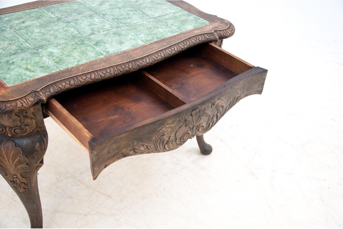 Coffee Table with Ceramic Top, Northern Europe, circa 1930 In Good Condition For Sale In Chorzów, PL
