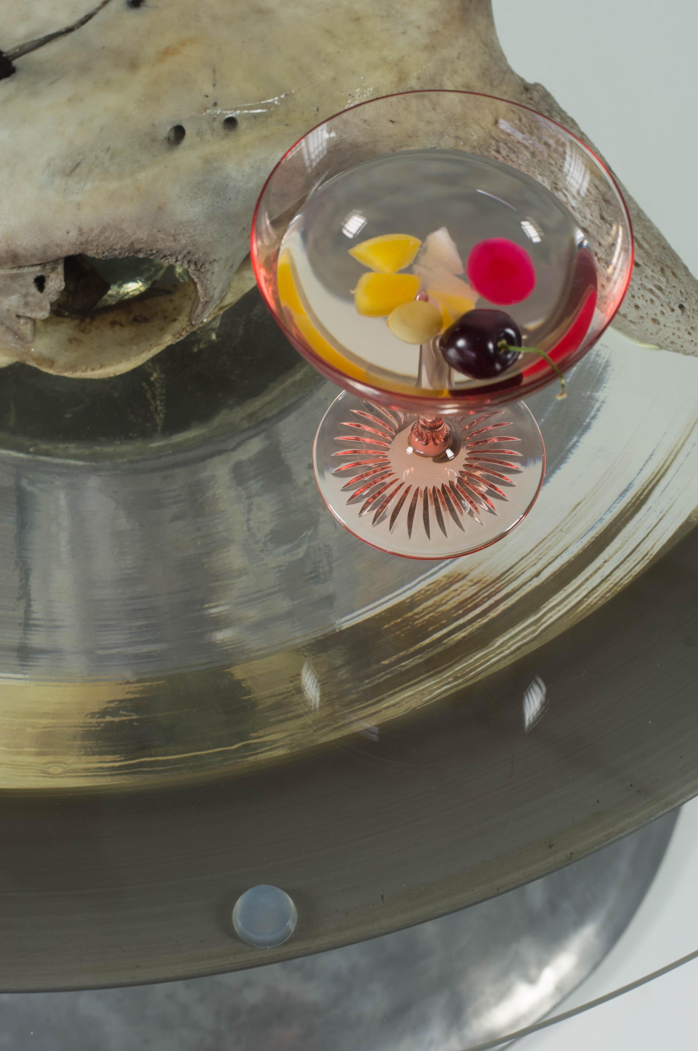 Hand-Crafted Coffee Table with Cow Skull in Epoxy Resin, 2018