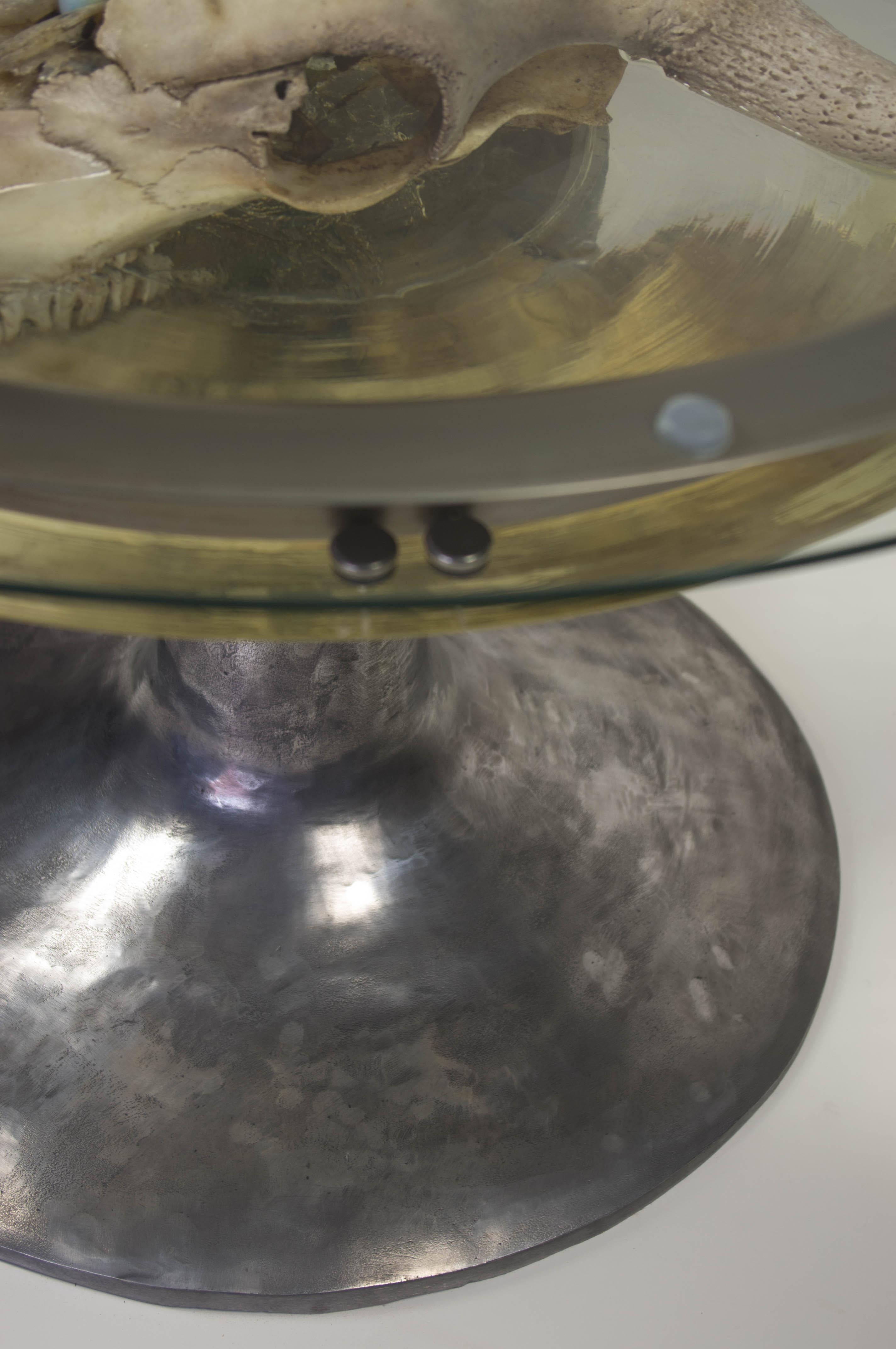 Contemporary Coffee Table with Cow Skull in Epoxy Resin For Sale