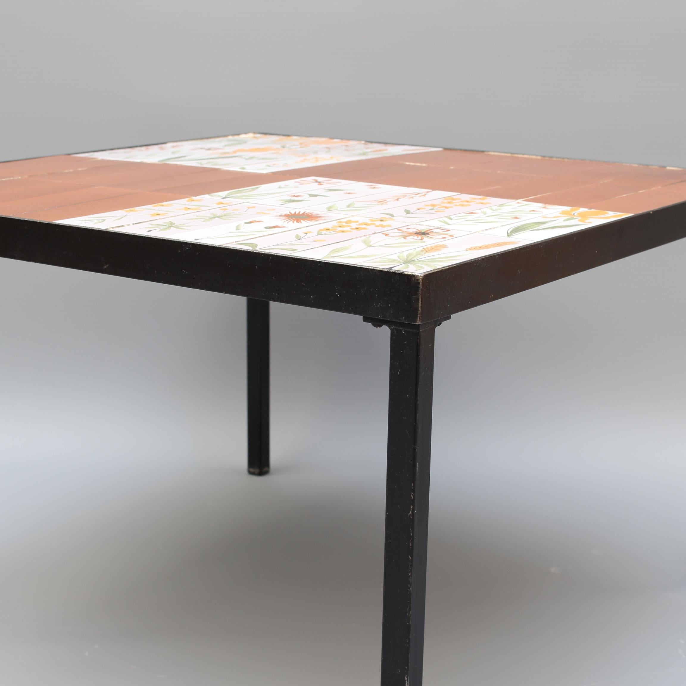 Mid-Century Modern Coffee Table with Decorative Ceramic Tiles by Roger Capron, circa 1970s For Sale