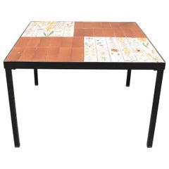 Retro Coffee Table with Decorative Ceramic Tiles by Roger Capron, circa 1970s