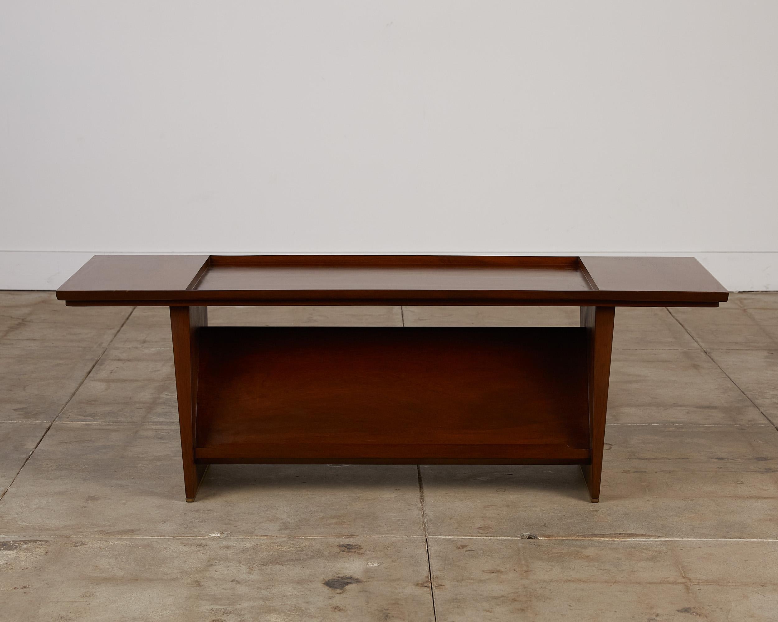 Mid-Century Modern Coffee Table with Display Shelf by Edward Wormley for Dunbar
